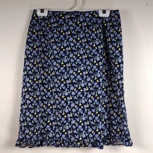 VTG I.L.U. Blue Floral Midi Skirt -5